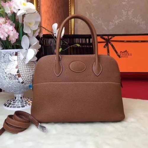 Hermes Bolide Original Tote Bag in pelle B1007 Caffè