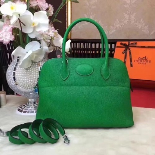 Hermes Bolide Tote Bag in pelle originale B1007 verde