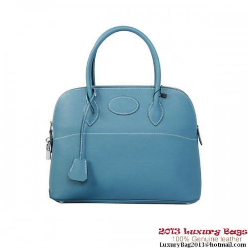 Hermes Bolide Tote Borse in pelle di vitello blu chiaro