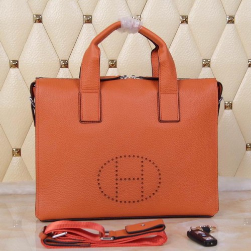 Cartella Hermes originale in pelle granulosa H8813T arancione