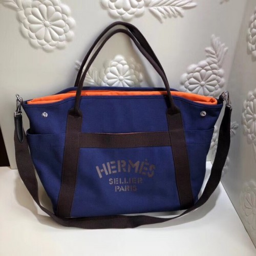 Hermes Canvas Shopping Bag H0734 blu