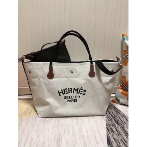 Hermes Canvas Shopping Bag H0734 bianco