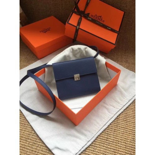 Hermes Pochette Epsom in pelle di vitello H0589 Blu Scuro