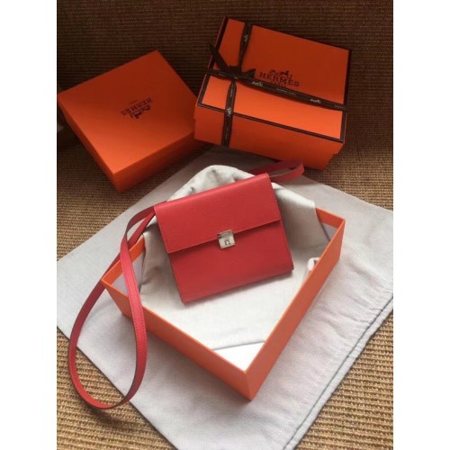 Pochette Hermes Epsom in pelle di vitello H0589 rossa