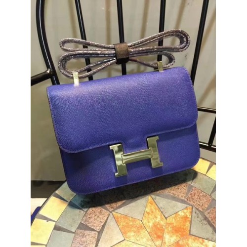 Hermes Constance Borsa in pelle di vitello H9978 blu