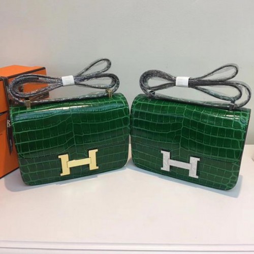 Hermes Constance Borsa in pelle di coccodrillo H9978C verde