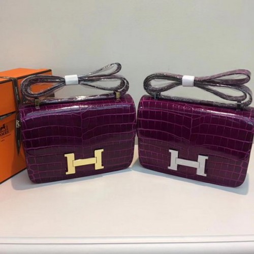 Hermes Constance Borsa in pelle di coccodrillo H9978C viola