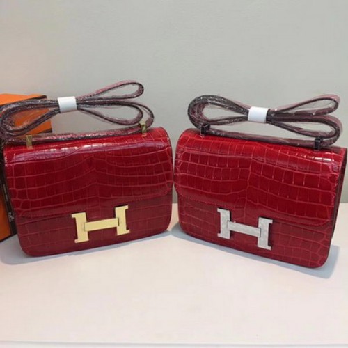 Hermes Constance Borsa in pelle di coccodrillo H9978C rosso