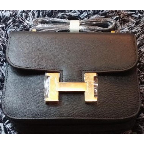 Hermes Costanza Borsa Litchi Pelle H9998 Nero