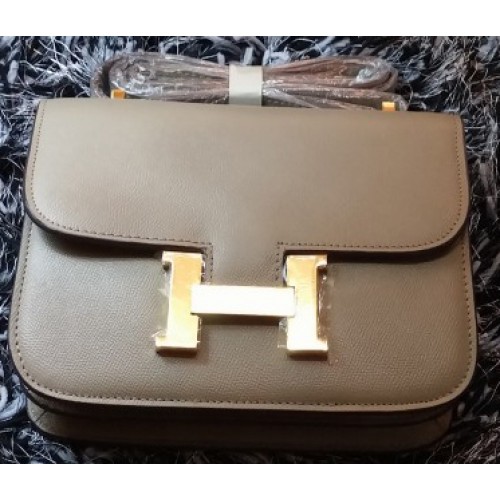 Hermes Costanza Borsa Litchi Pelle H9998 Grigio