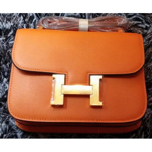 Hermes Costanza Borsa Litchi Pelle H9998 Arancione