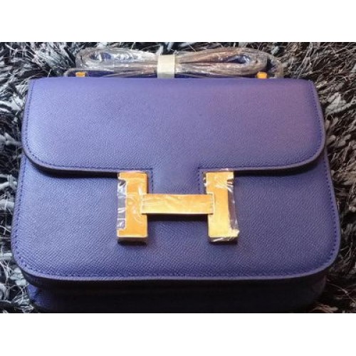 Hermes Costanza Borsa Litchi Pelle H9998 Royal