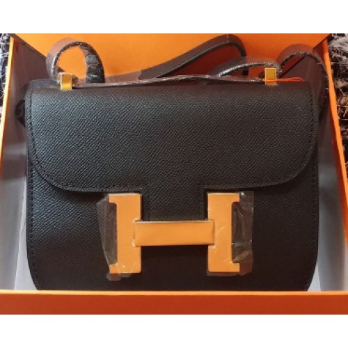 Hermes Costanza Borsa Litchi Pelle H9999L Nero