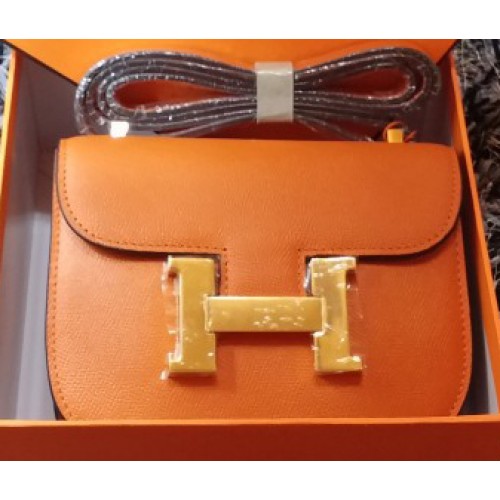 Hermes Costanza Borsa Litchi in pelle H9999L arancione
