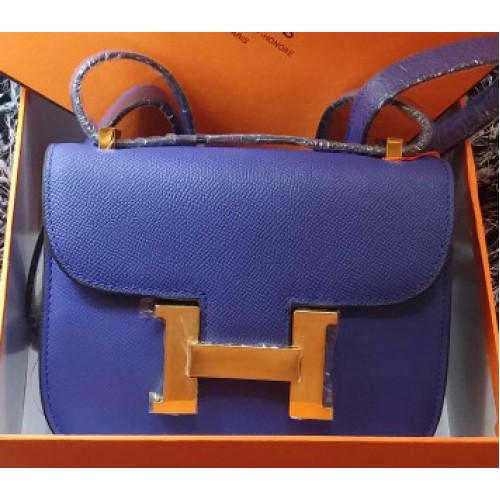 Hermes Costanza Borsa Litchi Pelle H9999L Royal