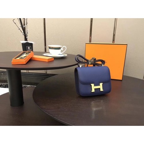 Hermes Constance Borsa originale in pelle di vitello H9910 blu