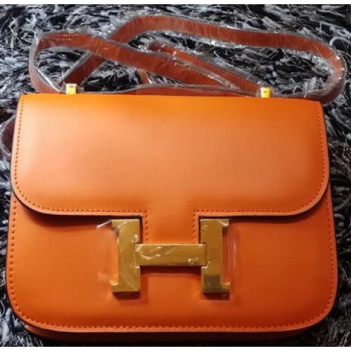Hermes Costanza Borsa in pelle liscia H9998S arancione