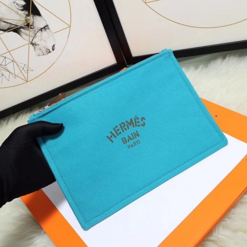 Borsa cosmetica Hermes H3700 Azzurro