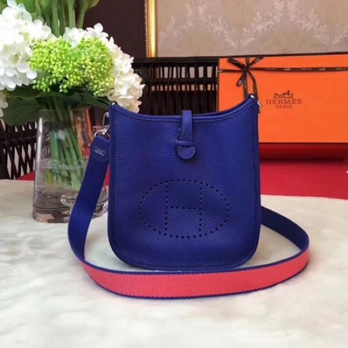 Hermes Evelyne mini 17 centimetri Messenger Bag originale in pelle di vitello H1187 blu