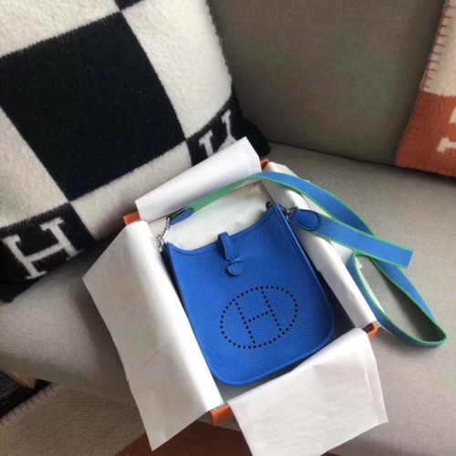 Hermes Evelyne originale togo pelle mini borsa a tracolla H15698 blu