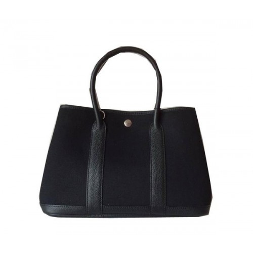 Hermes Garden Party 30cm borsa tela pelle H11S nero