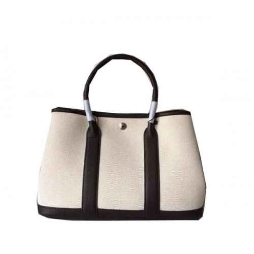 Hermes Garden Party 30cm borsa tela pelle H11S marrone