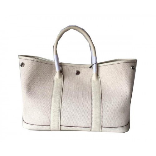 Hermes Garden Party 30cm borsa tela pelle H11S OffWhite
