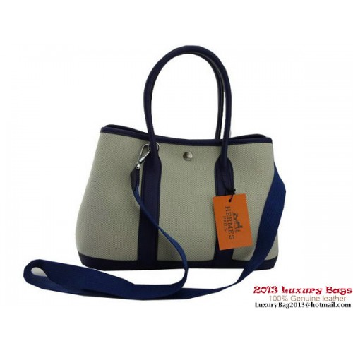 Hermes Garden Party 30CM Borsa in tessuto blu scuro