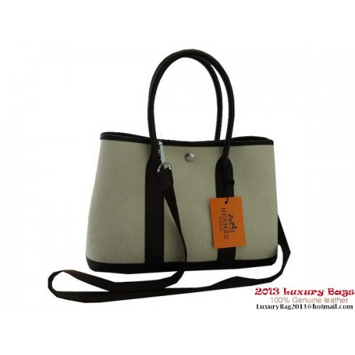 Hermes Garden Party 30CM Borsa in tessuto marrone scuro