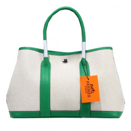 Hermes Garden Party 30cm Tote Bag tela verde chiaro