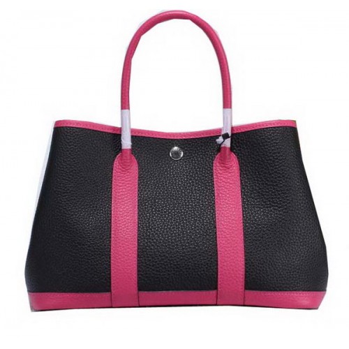 Hermes Garden Party 30 centimetri Tote Borse in pelle granulosa Black&Rose