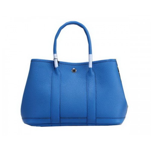 Hermes Garden Party 30 centimetri Tote Borse in pelle granulosa blu