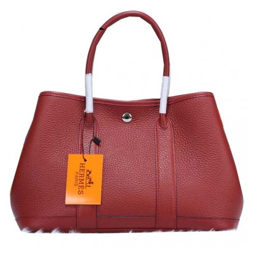 Hermes Garden Party 30 centimetri Tote Borse in pelle granulosa Borgogna