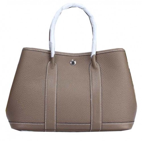 Hermes Garden Party 30cm Tote Borse in pelle granulosa grigia