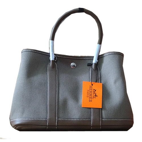 Hermes Garden Party 30 centimetri Tote Borse in pelle originale grigio