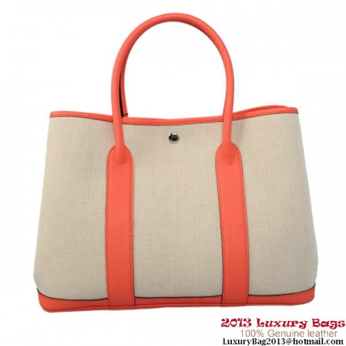 Hermes Garden Party 36CM Borsa Tela Pelle A1288 rosso chiaro