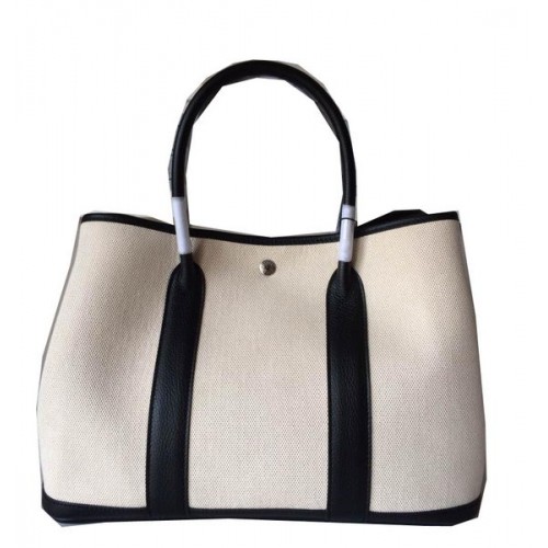 Hermes Garden Party 36cm borsa tela pelle H11M in bianco e nero