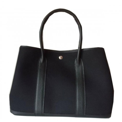Hermes Garden Party 36CM Borsa Tela Pelle H11M Nero