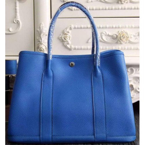 Hermes Garden Party 36cm 30cm Tote Bag originale in pelle blu