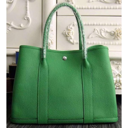 Hermes Garden Party 36cm 30cm Tote Bag originale in pelle verde