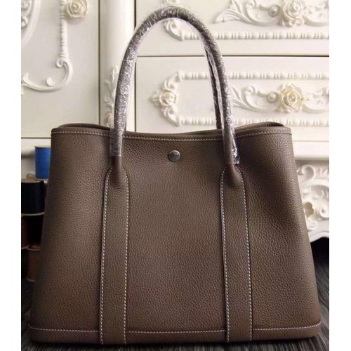 Hermes Garden Party 36cm 30cm Tote Bag originale in pelle grigia
