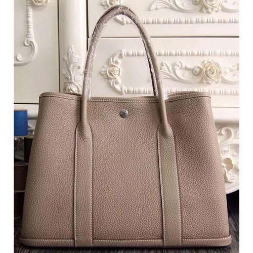 Hermes Garden Party 36cm 30cm Tote Bag originale in pelle grigio chiaro