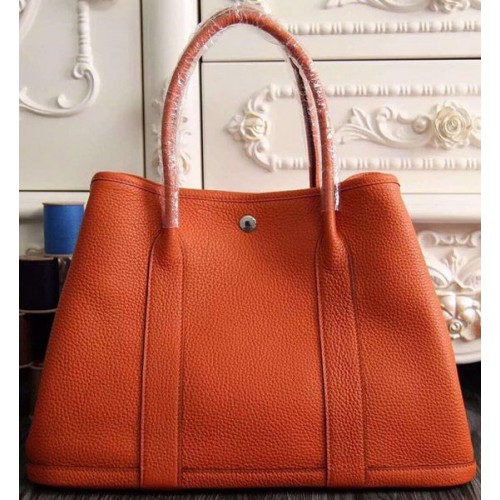 Hermes Garden Party 36cm 30cm Tote Bag originale in pelle arancione