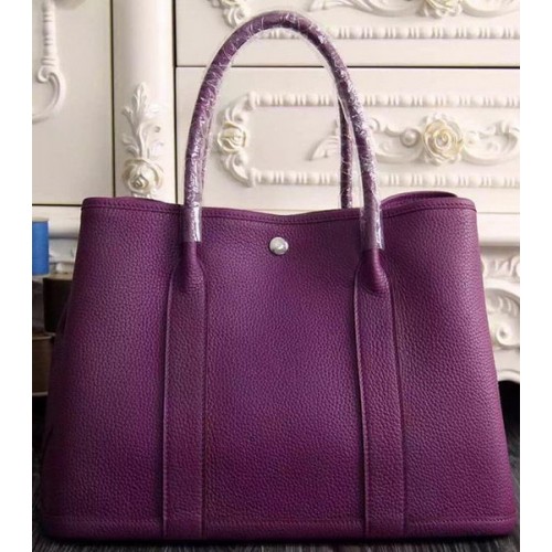 Hermes Garden Party 36cm 30cm Tote Bag originale in pelle viola