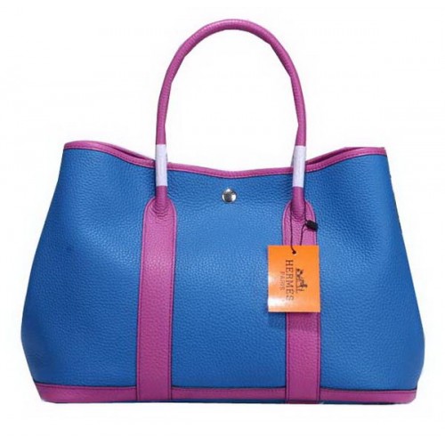 Hermes Garden Party 36 centimetri Tote Bag in pelle granulosa blu e viola