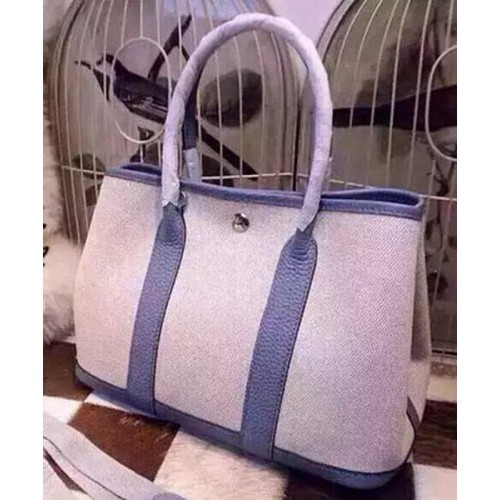 Hermes Garden Party 36cm Tote Borse Tela HGP1927 Azzurro