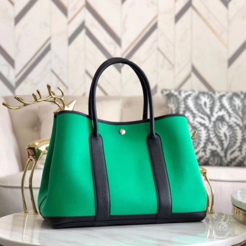 Hermes Garden Party 36 centimetri Tote Borse in pelle originale A3698 verde