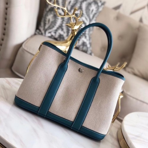 Hermes Garden Party 36 centimetri Tote Borse in pelle originale H3698 blu