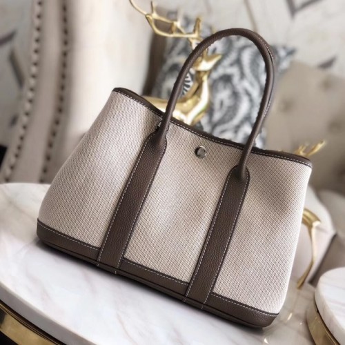 Hermes Garden Party 36 centimetri Tote Borse in pelle originale H3698 grigio