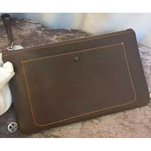 Hermes Pochette in pelle a grana H88016 Marrone